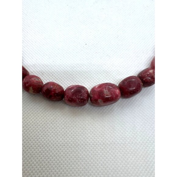 Jay King Mine Finds Thulite Nugget Bead Necklace Sterling Silver Pink Gemstone - Picture 7 of 9